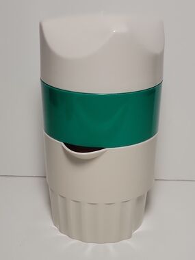 White and Teal Stackable Kitchen Storage Canister - Modern Two-Tone Organizer